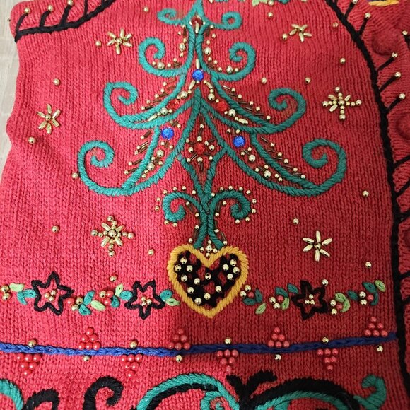 Design Originals Studio Womens Size P/S Red Ugly Christmas Sweater Vest Vintage - Picture 3 of 6